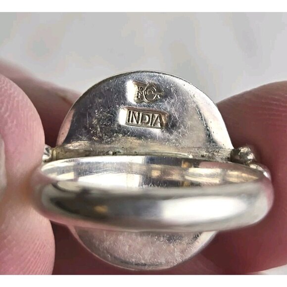 Vintage Sterling Silver Round Amethyst Stone Ring Size 7 India 925 - Picture 6 of 7